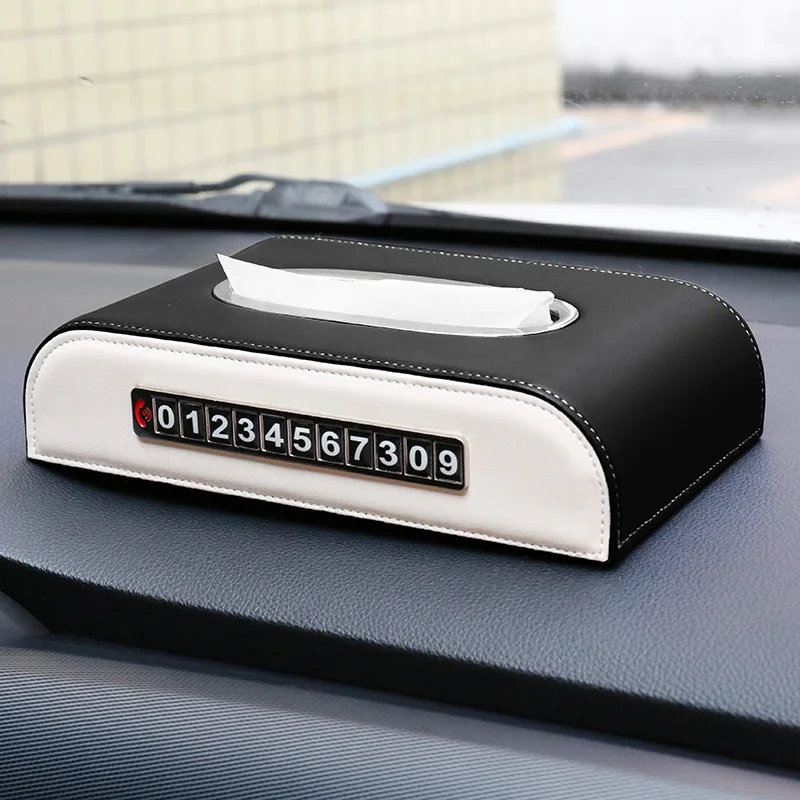 

Car Leather Multi-function Vehicle Tissue Box Lumious Parking Card Box Cover For Mini Cooper One S JCW Car Styling Accessories