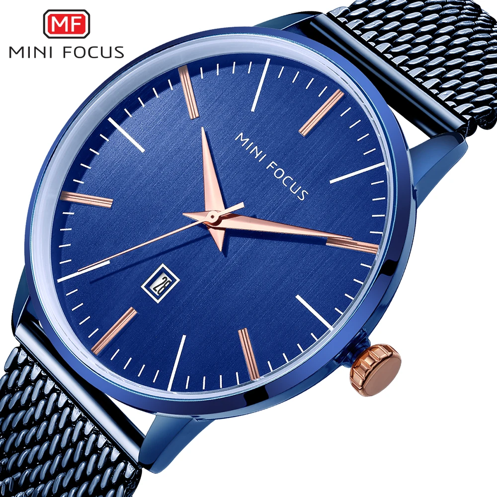 

MINI FOCUS Top Brand Mens Watches Analog Date Stainless Steel Strap Luxury Men Quartz Wristwatch Sports Dress relogio masculino