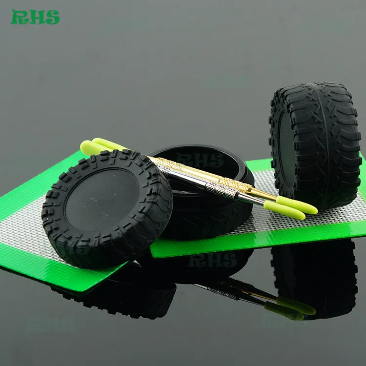 Food grade FDA approved 23ml tire jar tire silicone jar rubber silicone container in tire shape