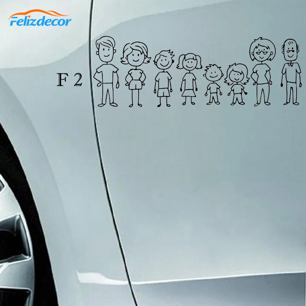 16cm wide Family Svg Car Decals Father, mother, daughter, son and dog stick figure family Self-sticking Figure Car Sticker L1039