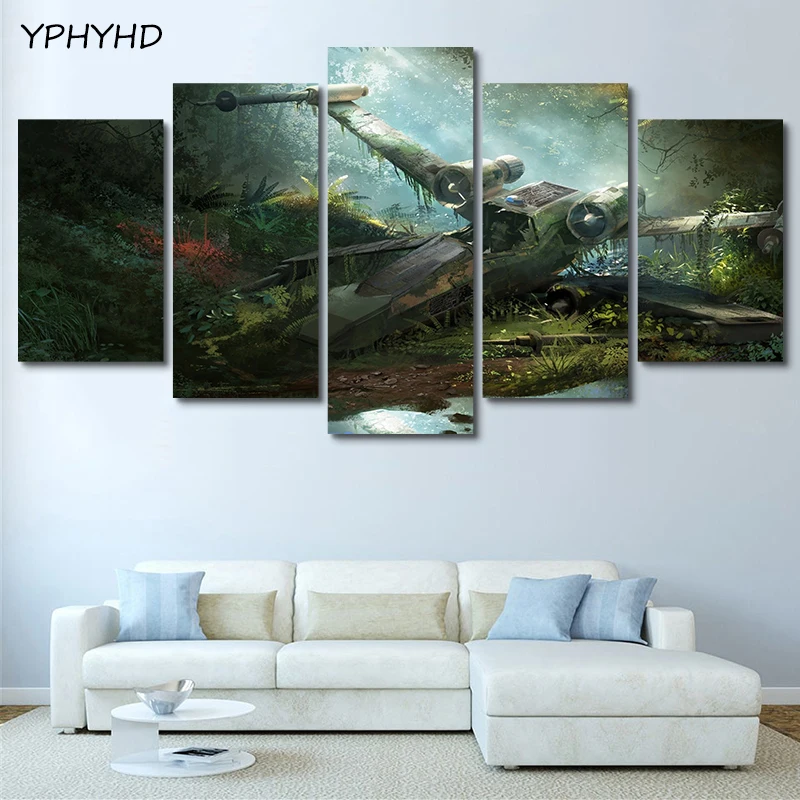 

YPHYHD Canvas Wall Art Movie Poster 5 Piece Painting HD Printed Star Wars Picture Living Room Home Decoration Framework Artwork