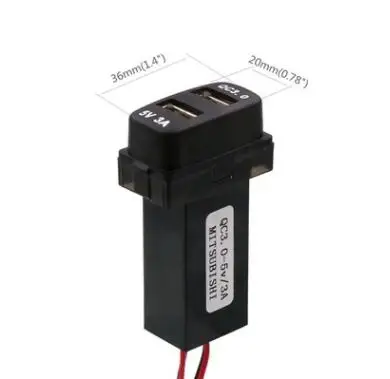 DC12V dual USB QC3.0 зарядное устройство Автомобильное гнездо адаптер Быстрая зарядка 5 в 3A/9 в 2A/12 В 1.5A для Nissan, Toyota, Honda, Mitsubishi - Название цвета: 20x36mm