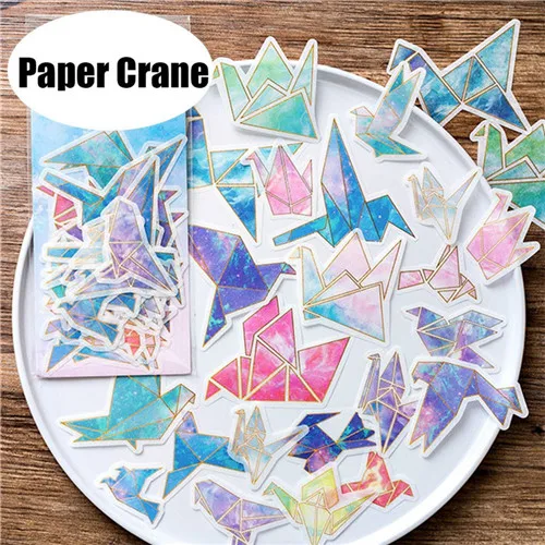 60 листов галактики наклейки с космосом водонепроницаемый блокнот наклейки бумага Дети Ретро-наклейки игрушки для детей время приключений - Цвет: paper crane