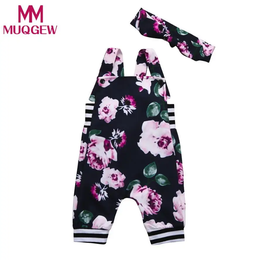

MUQGEW 2019 Rompers Summer Clothing Newborn Baby Girls Floral Stripe Romper Jumpsuit Trousers Summer Clothes