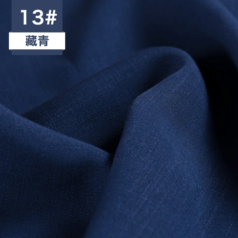 Плотная ткань из бамбукового волокна, хлопок, лен, одежда для самостоятельного шитья, ткань для дивана, платье, футболка, одноцветная китайская ветровая ткань 50*150 см - Цвет: Темно-синий