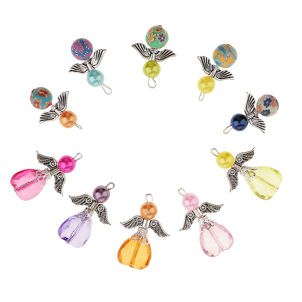 20x Acrylic Pearl Clay Angel Wing Pendants Charms Findings Jewelry Making Accessories for DIY Necklace Bracelet Earrings