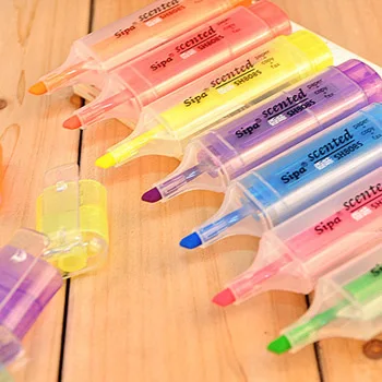 

Cute Kawaii Fluorescent Highlighter Pen Water Color Fragrant Marker Pen For Paper Copy Fax Paint Draw School Supplies Stationery