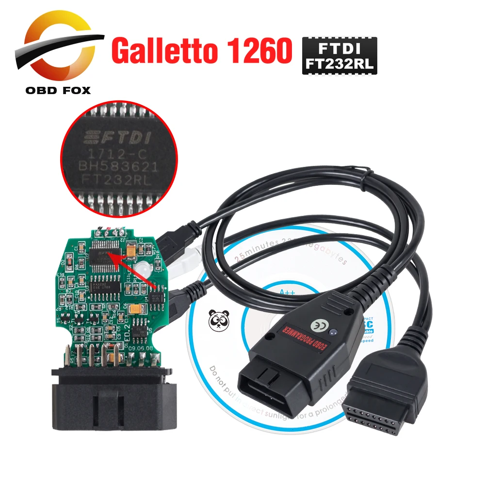 

Galletto 1260 ECU Chip Tuning Tool EOBD/OBD2/OBDII Flasher Galleto 1260 ECU Flasher with FTDI FT232RL engine tuning
