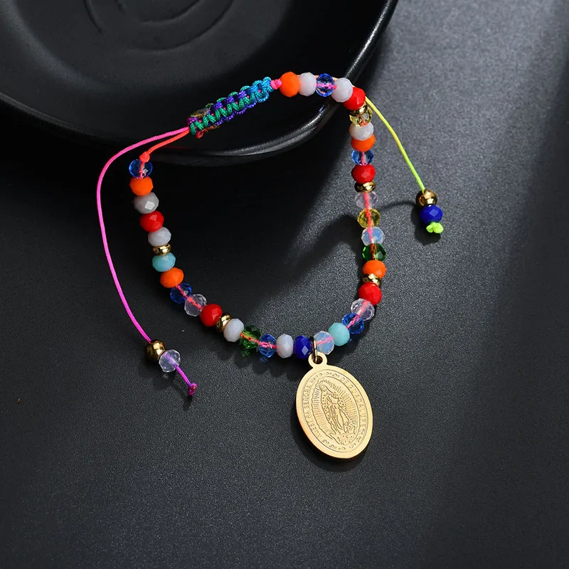 Letdiffery Personnalisable Vrigin медальон с изображением Марии бусины для браслета красочные цепи браслет регулируемый может дропшиппинг