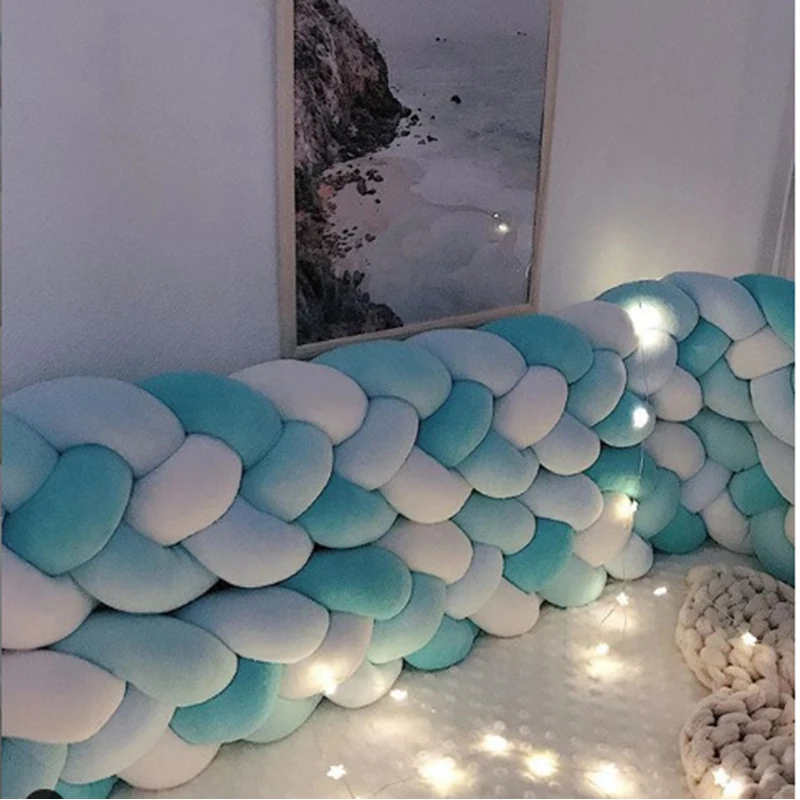  Four-color Baby Knot Bed 2.2M Baby Handmade Nodic Knot Newborn Bed Bumper Tour De Lit Bebe Tresse B