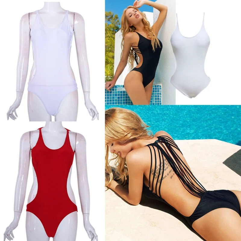 

Sexy Women One-piece Swimsuit Push-up Padded Backless Bandage Solid Color Swimwear