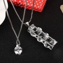 Largo de moda de collar para las mujeres círculo de cristal de cadena chapada en plata Maxi collares y colgantes declaración Joyeria Accesorios