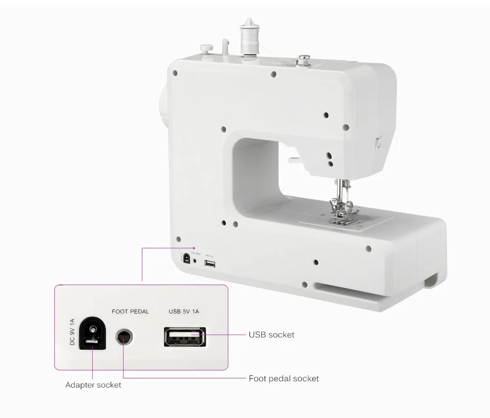 Мини бытовая швейная машина с 12 различными стежками EU/US Plug Регулируемая скорость USB разъем 3 цвета швейная машина для дома