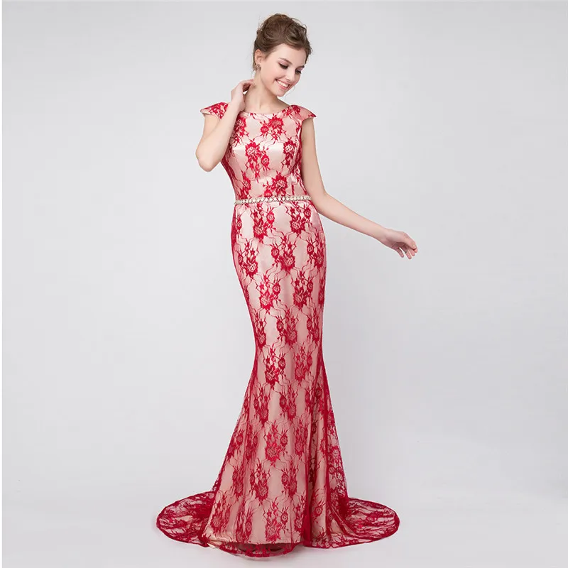 Sexy women cap рукавом элегантный суд поезд партии кружева 2017 вечерние dress долго рыбий
