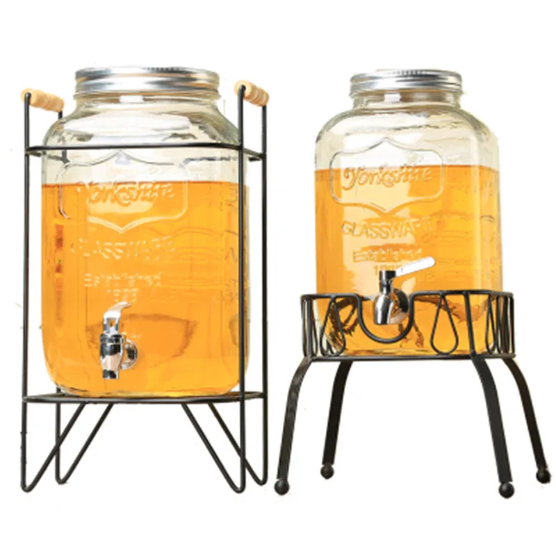 Leadfree Transparent Glass Jar With Tap Wine Bottle Juice Cans With
