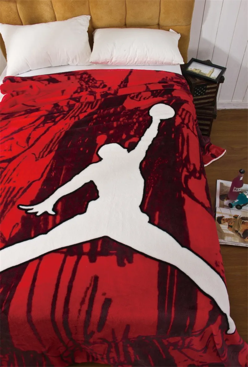 

Hot Sale High Quality Boys Jordan Super Soft Warm Flannel Blanket Bed Soft Thick Blanket on Sofa/Bed/Plane Travel Plaids Manta