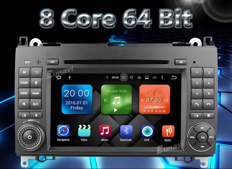 Best Eunavi 2 Din Android 8.0 Octa 8 core Car DVD Player For Benz Sprinter Vito W169 W245 W469 W639 B200 Radio GPS WiFi 4G RAM 4GB 0