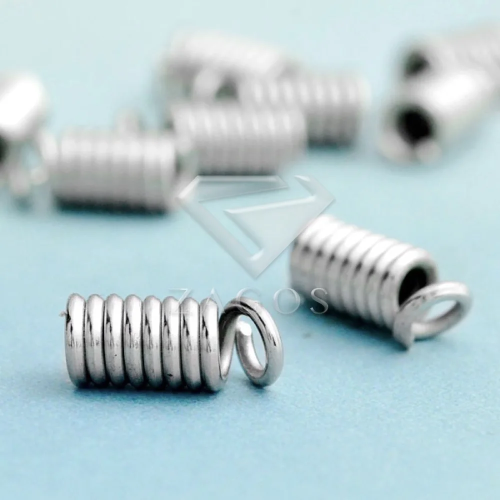 

100Pcs Iron Nickel Plated Connectors Cord Coils Terminators 3.5x8.5mm Jewelry Findings Fit DIY Making Bracelet Necklace TN0044
