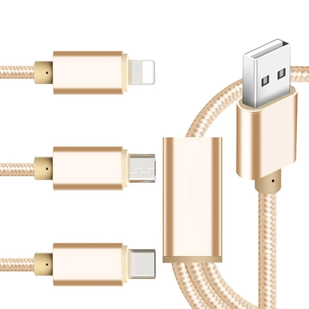 SOONHUA 3 в 1 USB Зарядное устройство кабель для iPhone кабель с разъемом микро-USB типа C для samsung Мобильный телефон Xiaomi нейлоновое плетеное зарядное