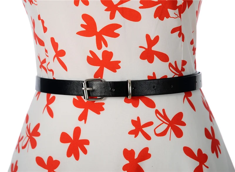 Kostlich Newest O-Neck Floral Print Dresses Summer Hepburn Vintage Dress Women Big Swing Dress Plus Size S-2XL With Sashes (7)