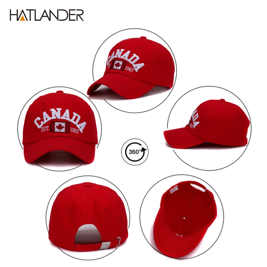 Бренд Hatlander Канада письмо вышивка бейсболки для женщин хлопок gorra snapback изогнутые папа шляпа отдыха на открытом воздухе для мужчин и