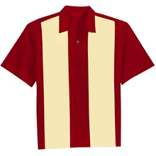 Винтажная одежда онлайн короткий рукав кнопка вверх кремовый синий хлопок рубашки 50's 60's Hot Rod повседневные рубашки для вечеринки для мужчин