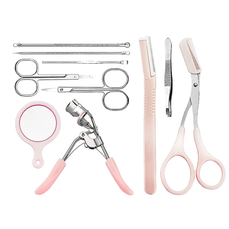 

10pcs Eyebrow Tool kit Eyelash Curler Eyebrow Scissors Eyebrow Shaping Portable Makeup Cosmetics