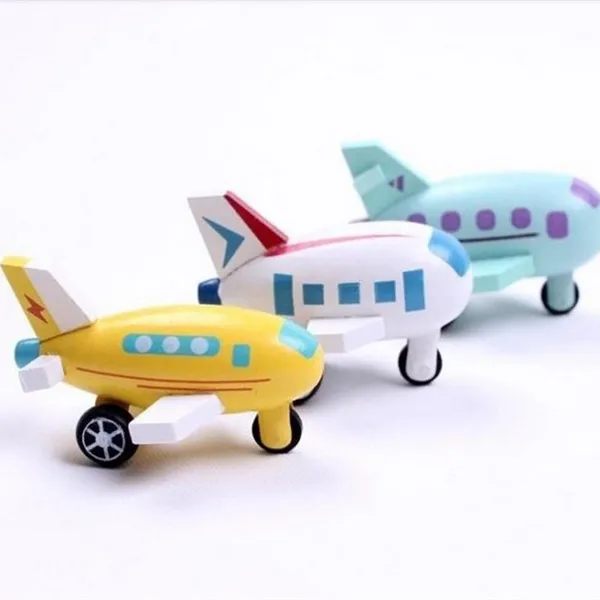 Baby toys 6pcs wooden mini airplane models kit wood plane baby learning
