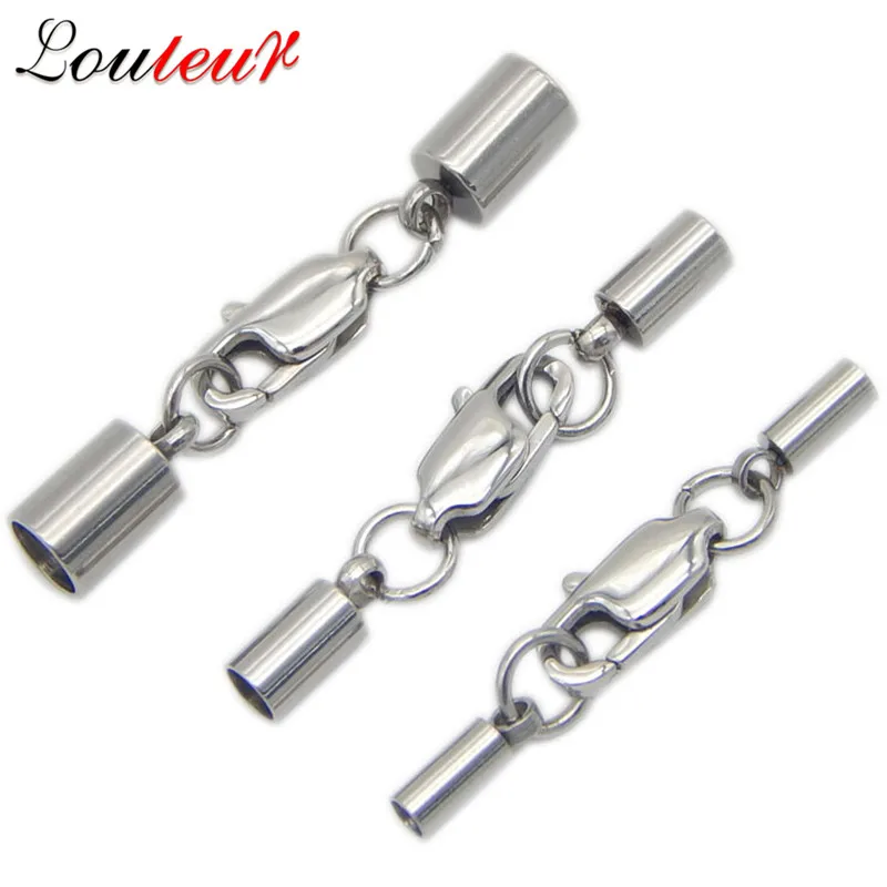 

LOULEUR 5pcs Stainless Steel Lobster Clasps for Bracelet End Caps Clasps Fit 1.5/2/2.5/3/4mm Round Leather Cord Jewelry Making