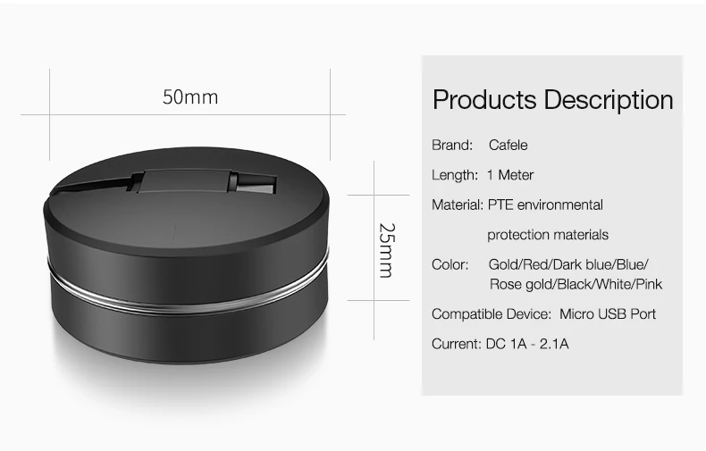 CAFELE 1 м выдвижной мини микро USB кабель для samsung милый Быстрая зарядка USB кабель для передачи данных для Xiaomi huawei Android мобильный телефон