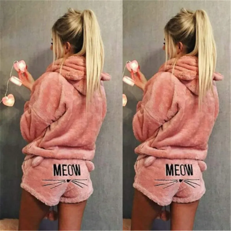 

Popular Solid Causal Winter Fall Fashion Women Ladies Warm Sleepwear Long Sleeve Pajamas Sets Lovely Suits Winter Autumn