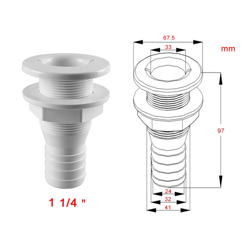 HCSSZP 5/" до 1-1/2" через корпус Трюмный фитинг нейлон для трюмный аэратор насоса шланг лодки морской яхты парус RV Camper Truck