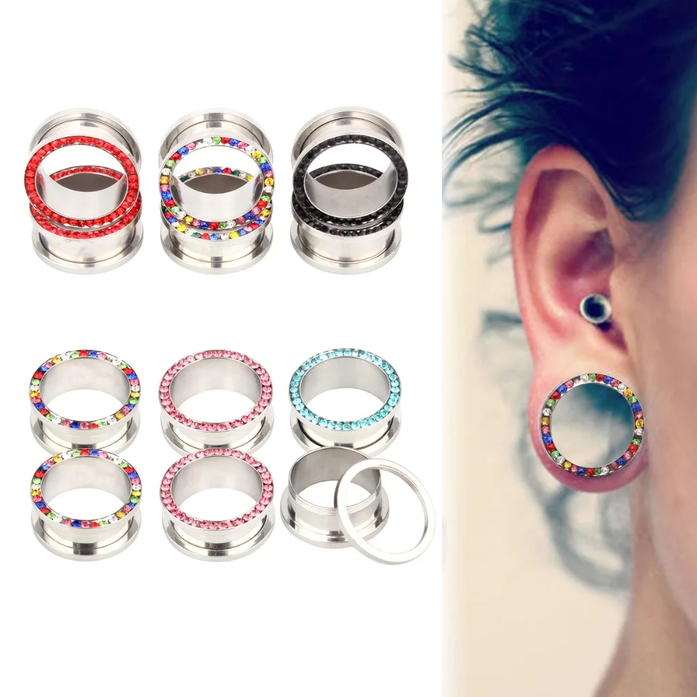 Buy 6 Colors Stainless Steel Saddle Ear Tunnels Plug