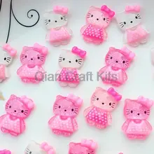 250 шт. Средний милый розовый Kitty kawaii кабошоны для DIY сотовый телефон Декор, аксессуары для волос 25x17 мм смешанные цвета блеск