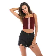 Women Summer Sleeveless Square Neckline Crop Top Metal Ring Zipper Front Camisole Vest Color Block Vertical Stripes Ribbed Knitt Women Summer Sleeveless Square Neckline Crop Top Metal Ring Zipper Front Camisole Vest Color Block Vertical Stripes Ribbed Knitt