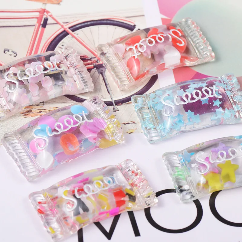 

10Pcs Transparent Miniature Candy Resin Cabochon Flatbacks Simulation Food Art Accessories Cabochons for Bows DIY Scrapbooking
