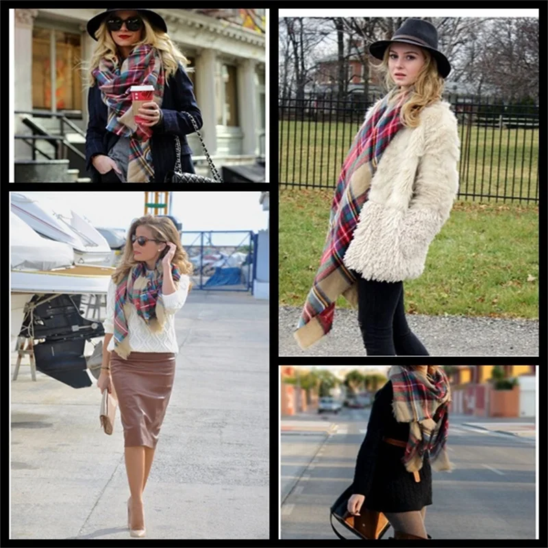 z brand Winter font b Tartan b font Scarf Desigual Plaid Scarf cuadros New Designer Unisex
