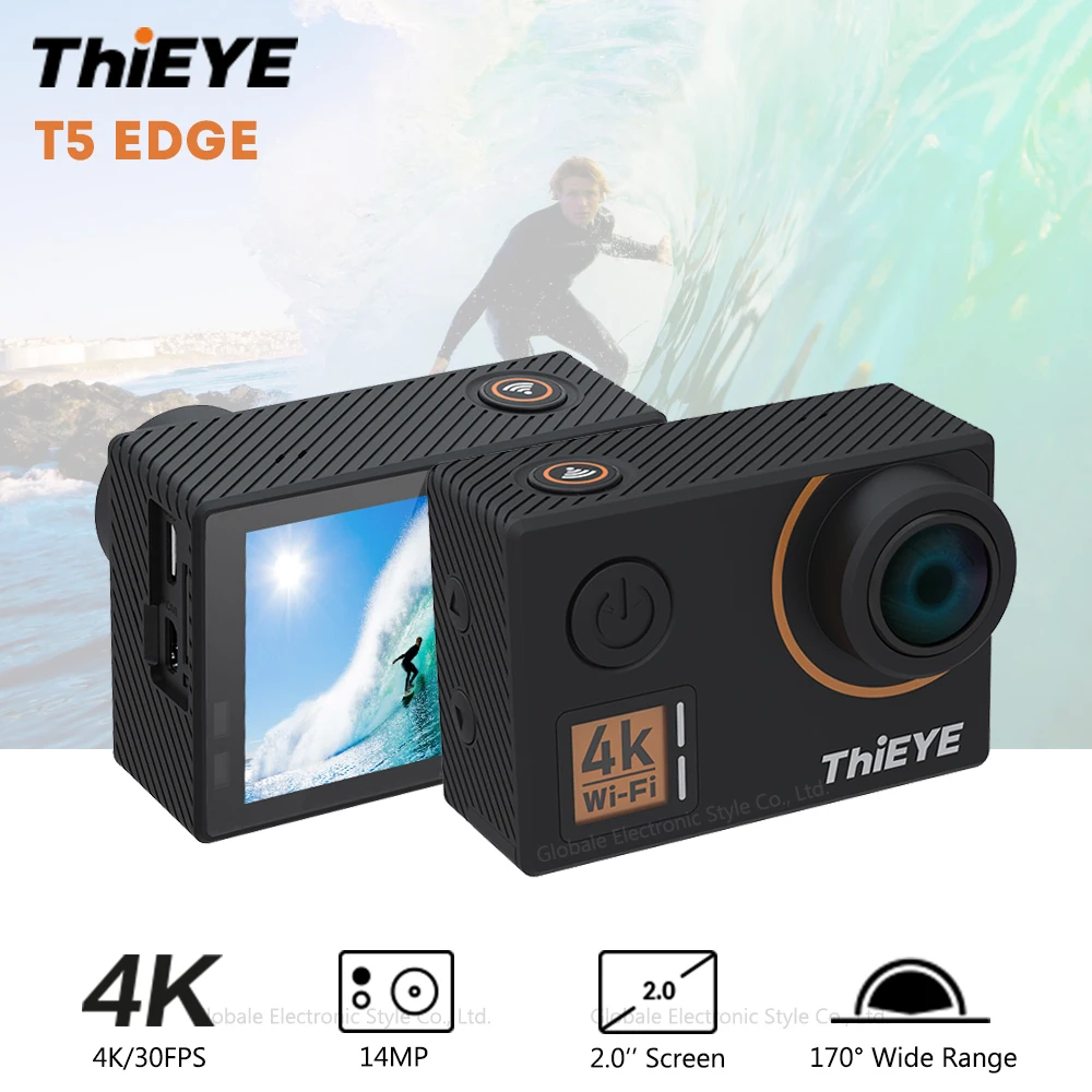 

ThiEYE T5 Edge Sport Action Camera 4K 30FPS 14MP Waterproof IP68 WiFi Voice Control with Microphone 2 inch Screen