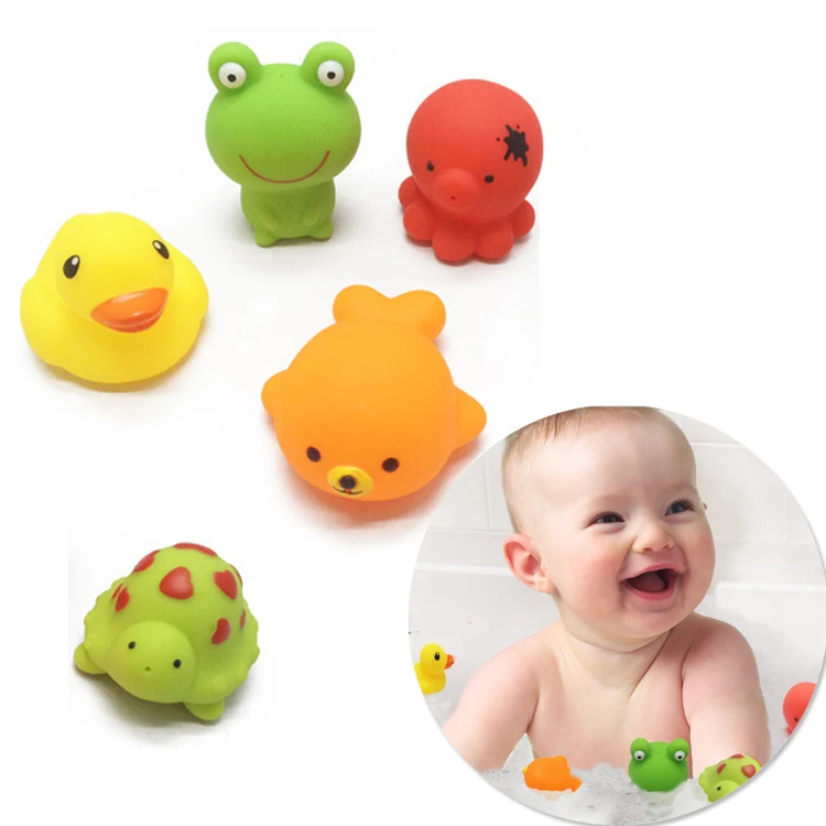 5 шт. милые детские погремушки воды игрушки для ванной Сожмите животных Rubber duck игрушки лягушка морская черепаха игрушка для купания гонка