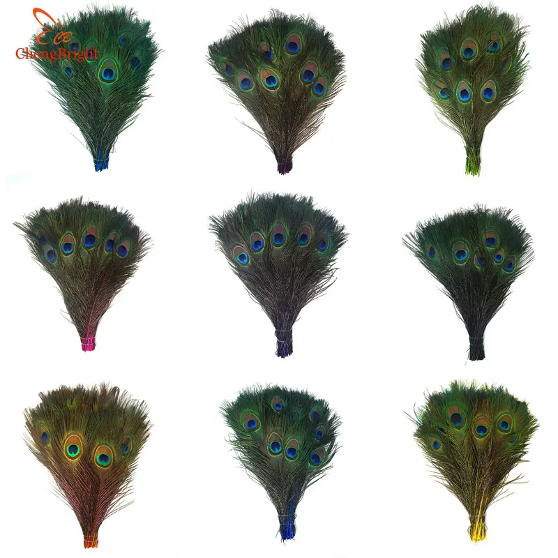 

CHENGBRIGHT 200 Pcs/lot Quality Peacock Feathers 25-30 CM Beautiful Natural Peacock Feather Diy Jewelry Wedding Decorative Deco