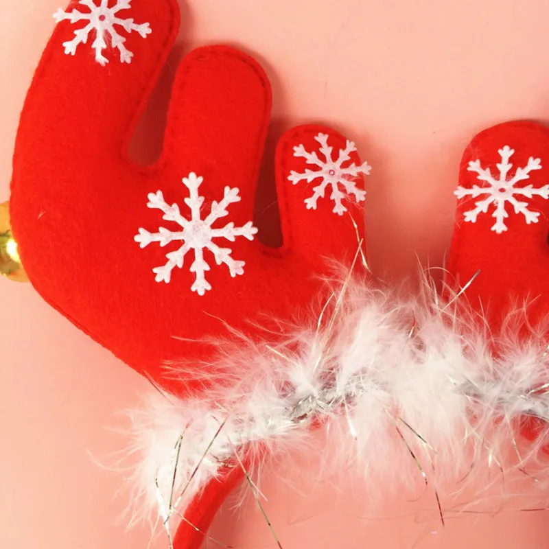 Рождественские колокольчики красный оленья голова вычета ободок для волос лента Рождественский подарок для детей Рождественское украшение на голову 5ZHH102