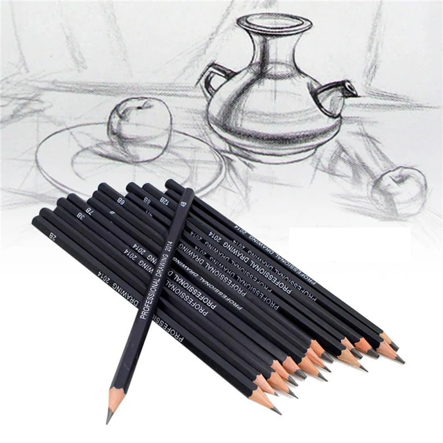 14PCS/set professional sketching pencil set artist drawing pencil  6H/4H/2H/HB/B/2B/3B/