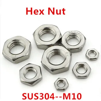 

100pcs M10 DIN 439 A2-70 Stainless Steel Hex Thin Nut Metric Fastener SS304