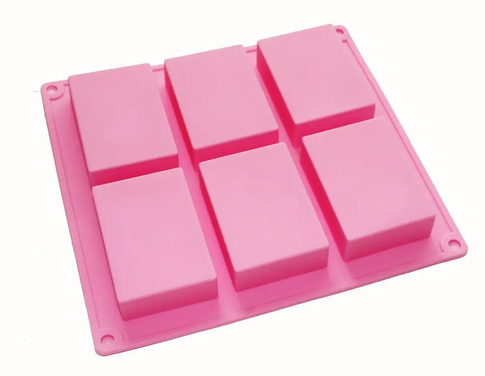 6 отверстий, 3D прямоугольная квадратная силиконовая форма для мыла, форма для выпечки кексов, форма для мыла, сделай сам, базовая форма для изготовления мыла вручную