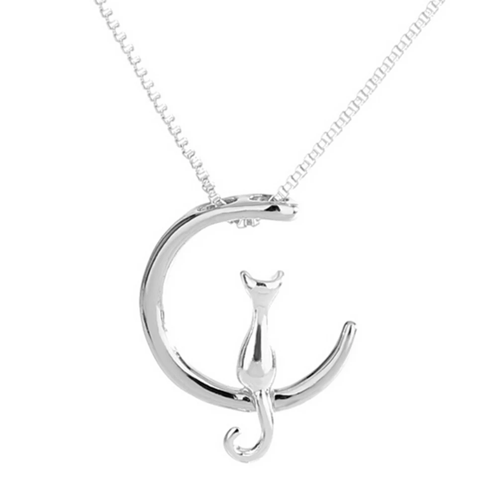Новые модные ювелирные изделия Moon Lovely ожерелья с котом кулон Милые женские для