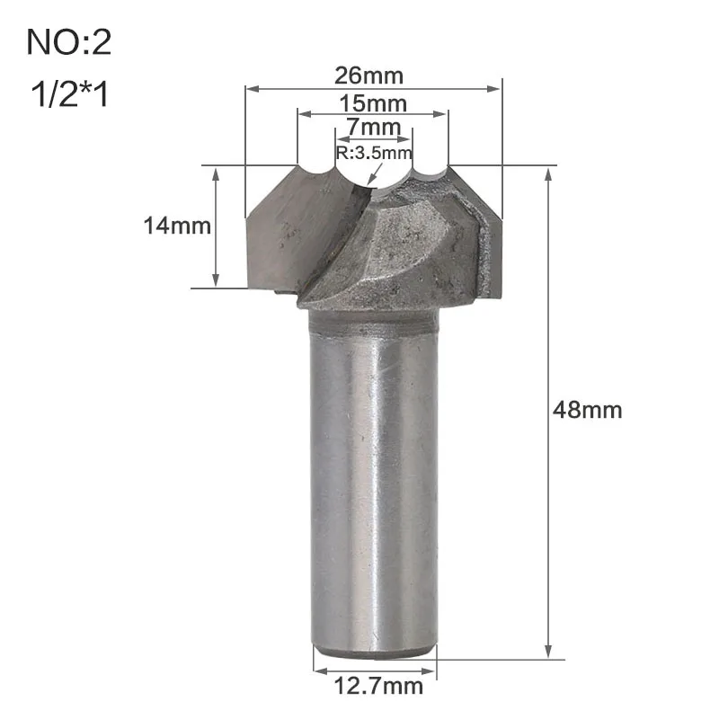 1/" хвостовик профессионального класса двойной дуги Дракон шаровые биты круглый над фрезом для дерева деревообрабатывающий гравировальный станок - Длина режущей кромки: NO2