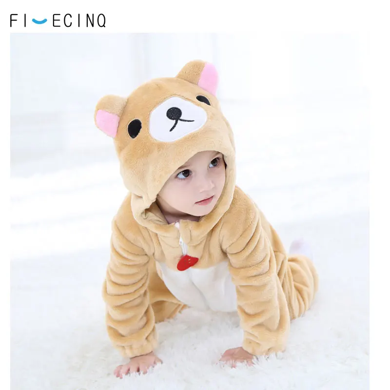 

Baby Anime Rilakkuma Costume Bear Kigurumi Animal Cosplay Outfit Fancy Flannel Cute Soft Jumpsuit Toddler Boy Girls Winter Suit