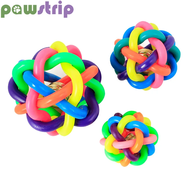 pawstrip 1pc Rainbow Ball Dog Toy Rubber Bite Resistant Training Small
