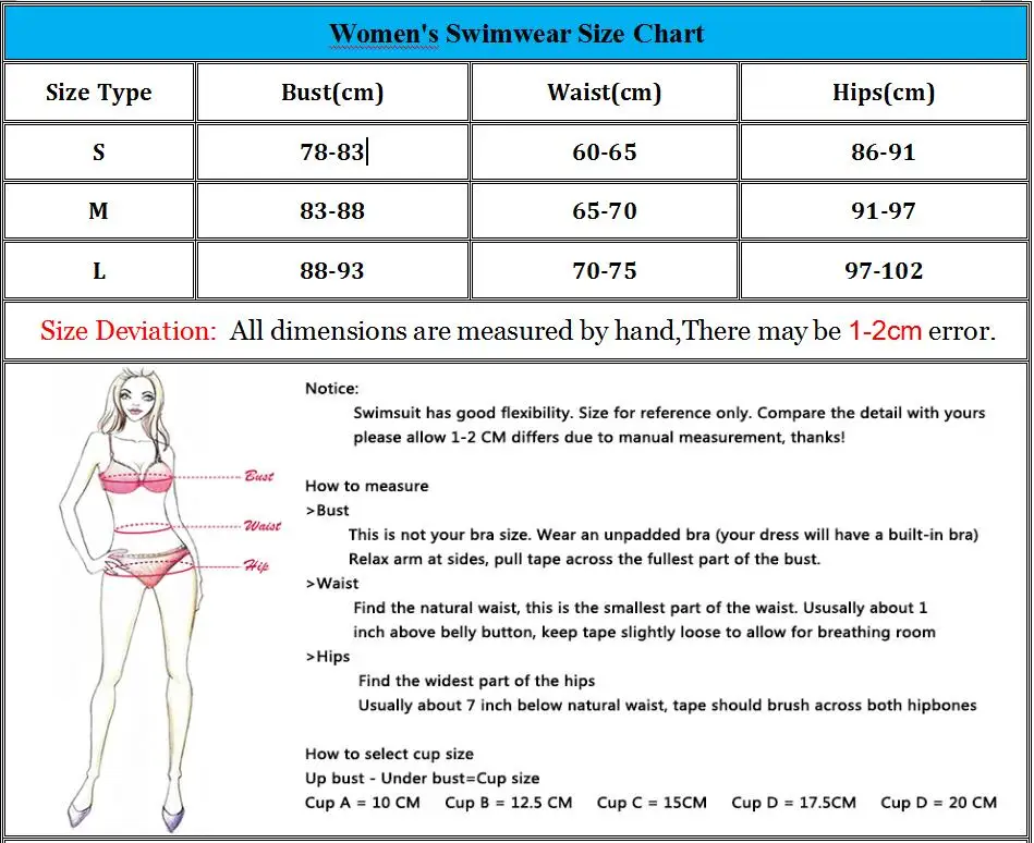 size chart for S M L