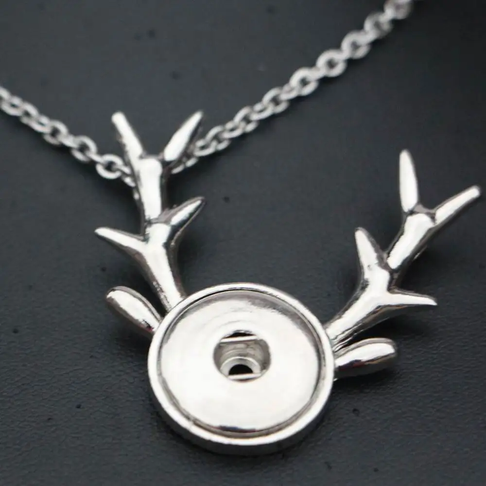 1PC 50CM STEEL CHAIN Elk horn Christmas Gifts DIY snap Pendants